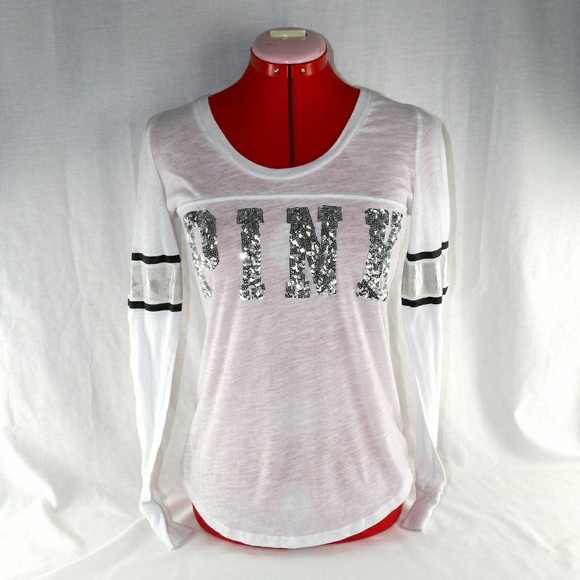 PINK Victoria's Secret Tops - VS Pink White Long Sleeve Shirt Size XS